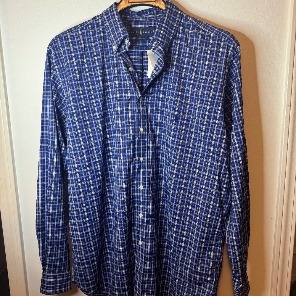 *NEW* Blue Plaid Ralph Lauren Button-Down Shirt
